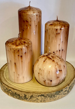 Conjunto 4 velas castanho com base de madeira 2