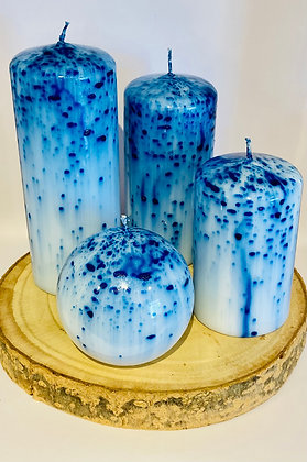 Conjunto 4 velas azul com base de madeira