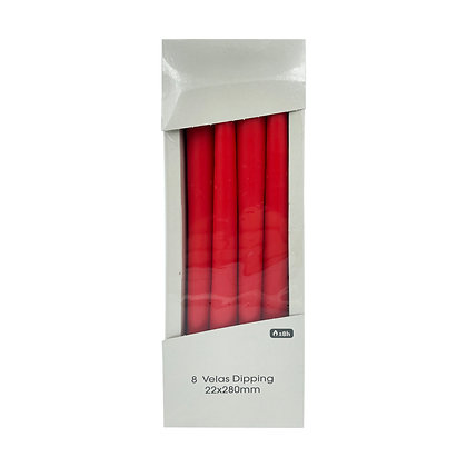 Promol Candle Dipping 22x280 Vela Candelabro 3 Pack de 8 Unidades Vermelho