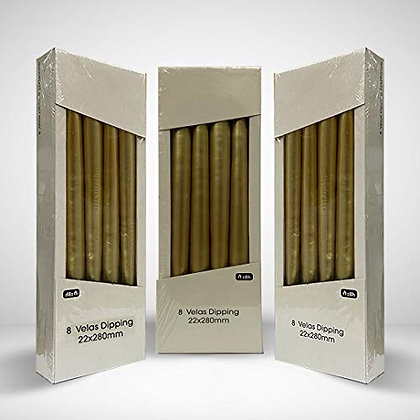 Promol Candle Dipping 22x80 Vela Candelabro 3 Pack de 8 Unidades (Ouro)