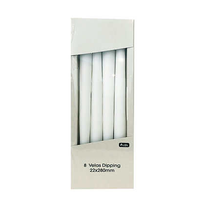 Promol Candle Dipping 22x280 Vela Candelabro 3 Pack de 8 Unidades (Branco)